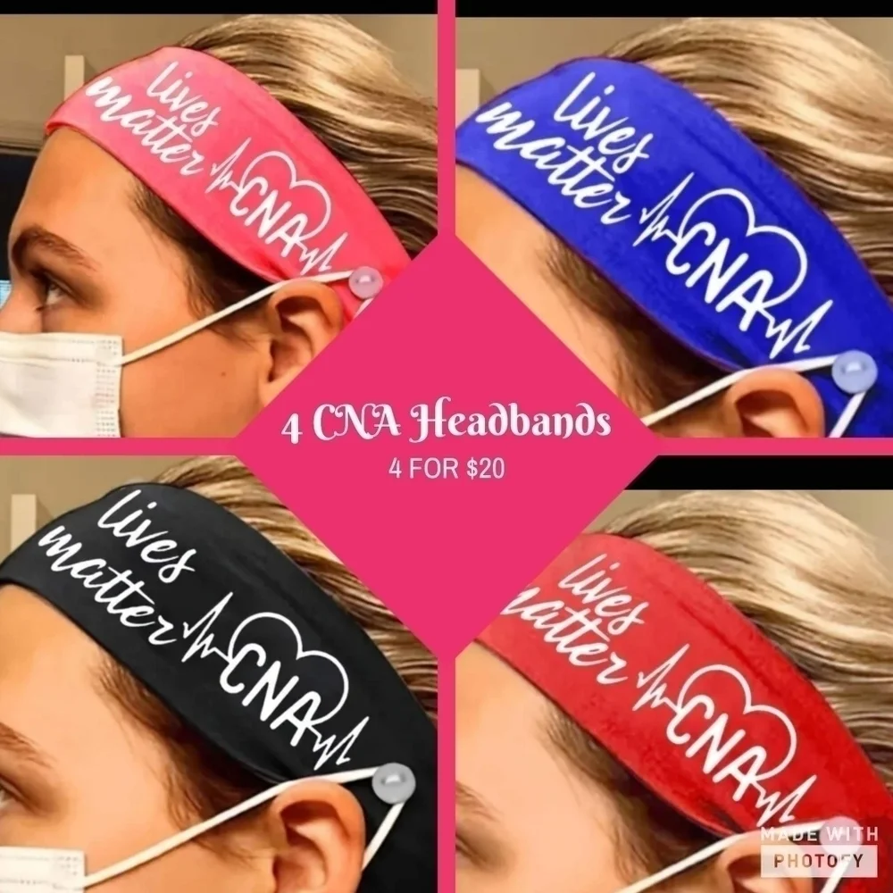 New Lot of 4 Nurse CNA Lives Matter headbands